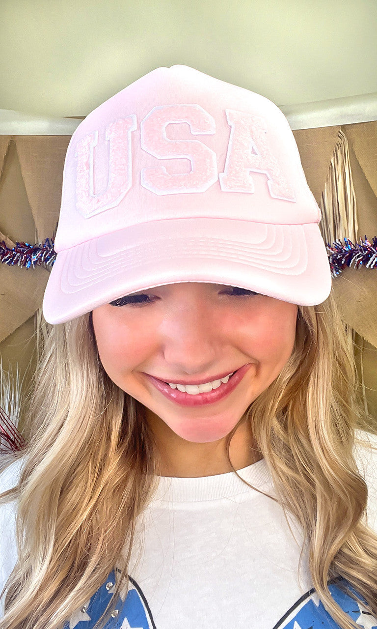 USA Soft Chenille Patriotic Tone on Tone Trucker Hat
