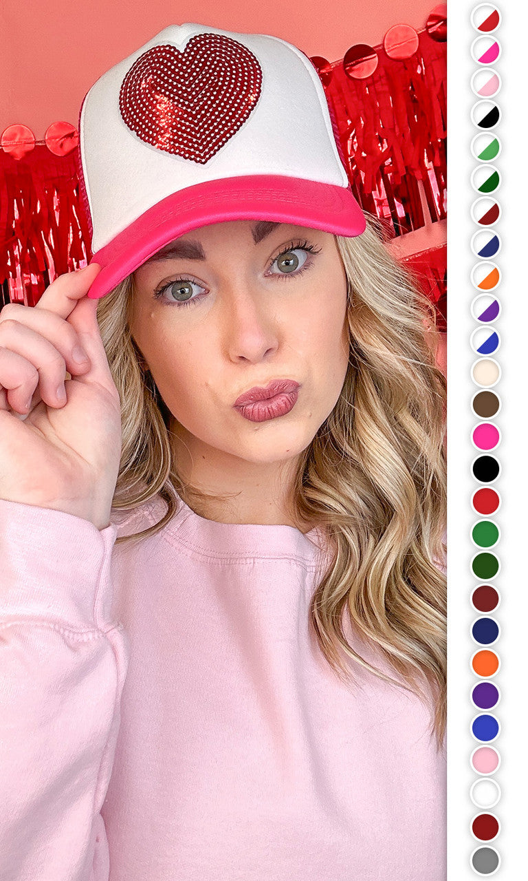 Sequin Heart Trucker Hat