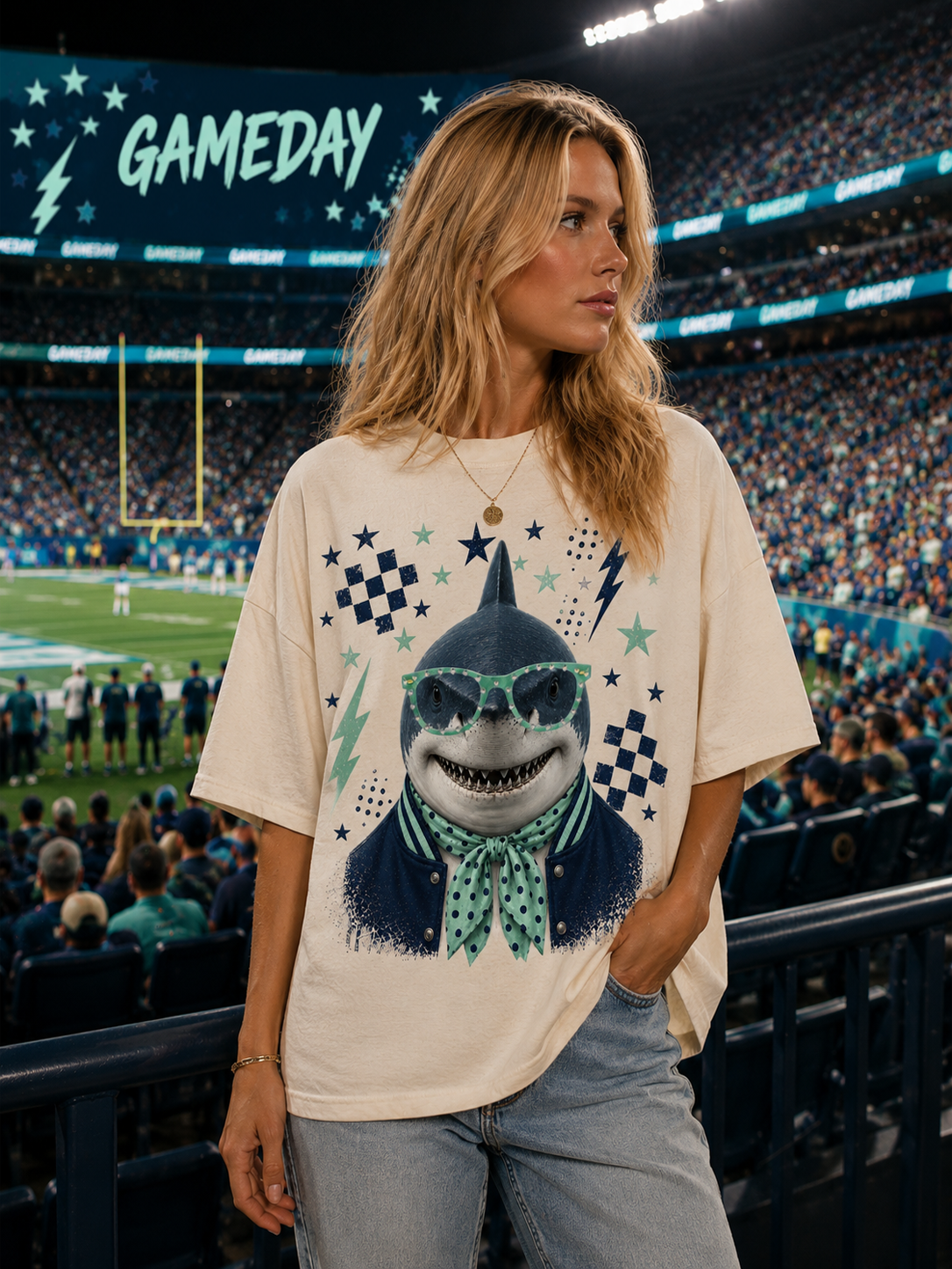 Varsity Specs Rhinestone Custom Spirit Comfort Color Boxy Graphic T-Shirt