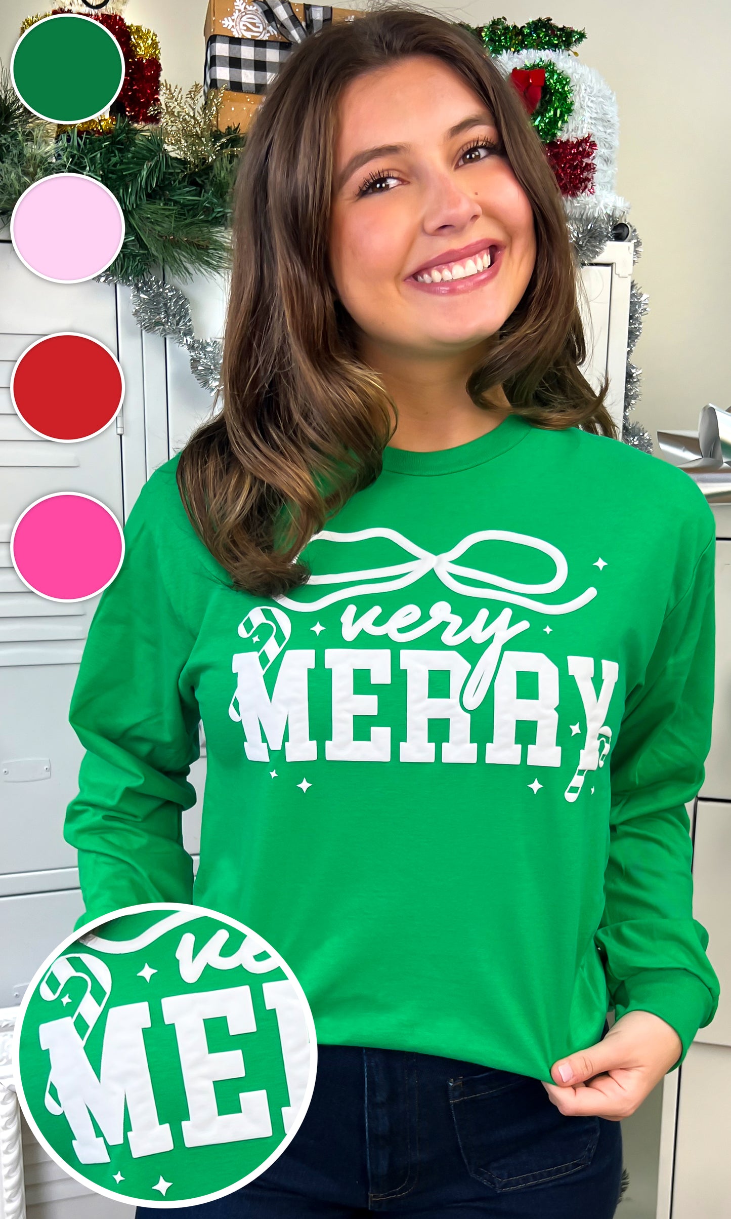 Very Merry Puff Christmas Graphic Long Sleeve T-Shirt