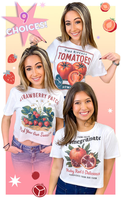 Vintage Fruit Graphic Crop Top T-Shirt