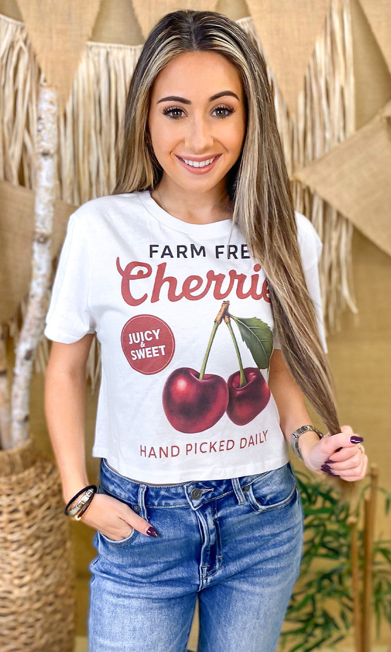 Vintage Fruit Graphic Crop Top T-Shirt