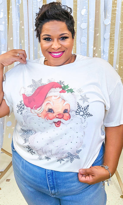 Vintage Santa Rhinestone Graphic Shirt