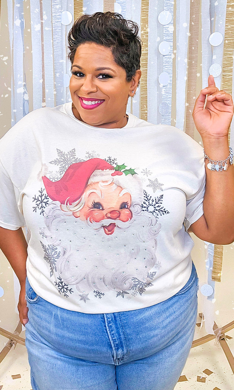 Vintage Santa Rhinestone Graphic Shirt