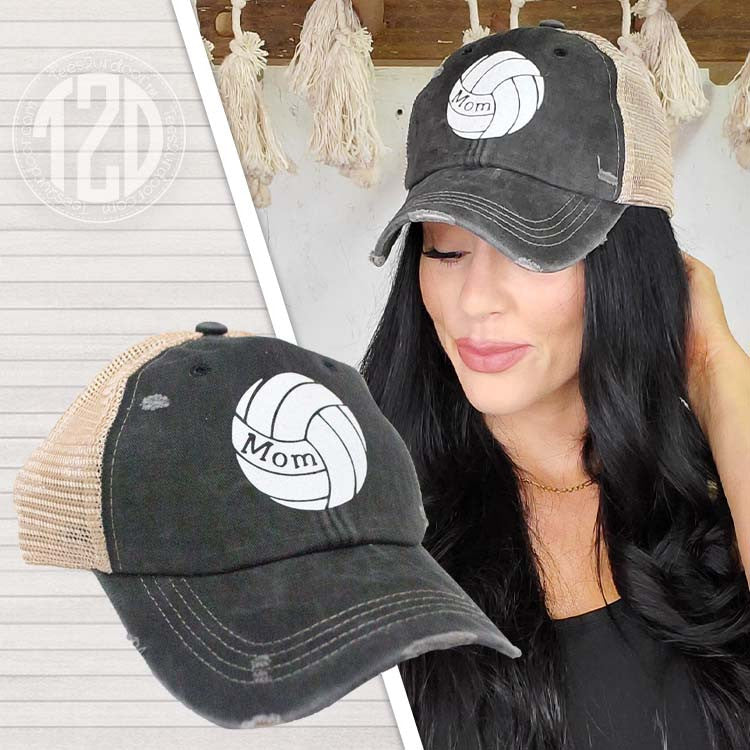 Vintage Glitter Sport Hat Mom Volleyball