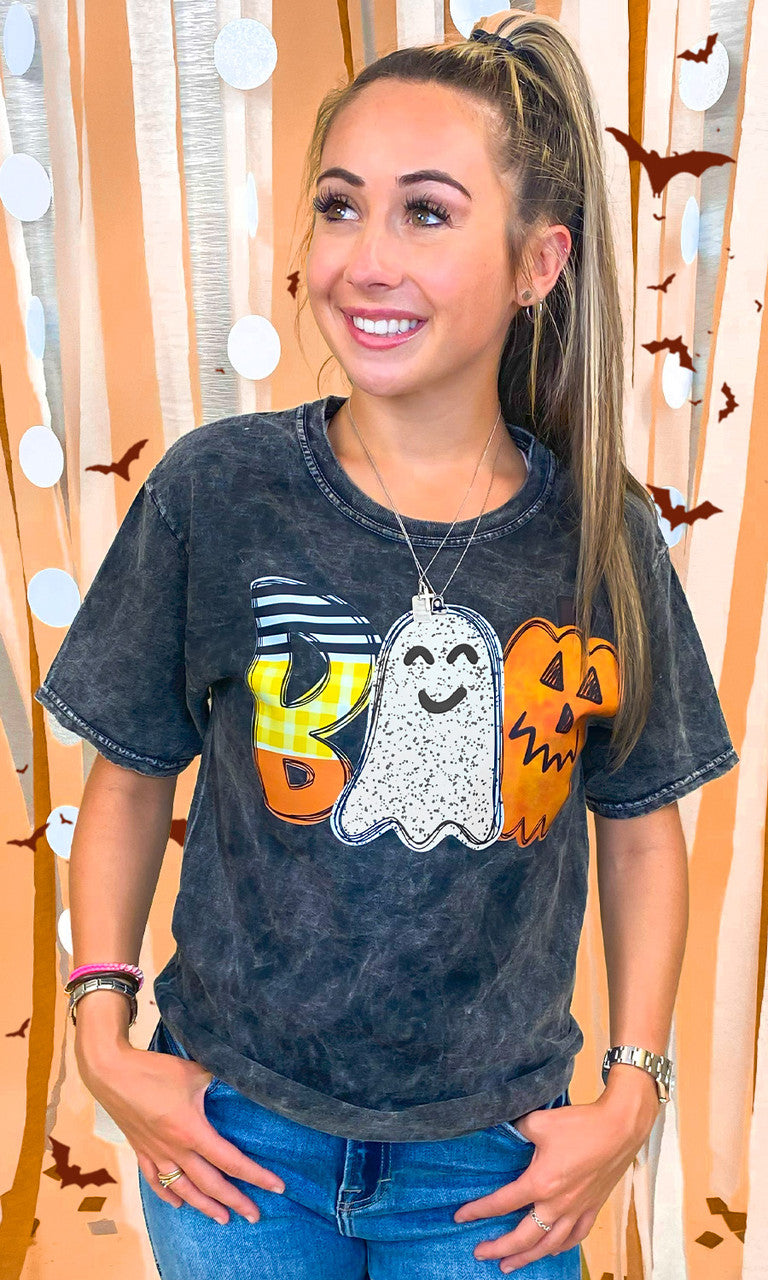 Watercolor Boo Mineral Washed Graphic T-Shirt
