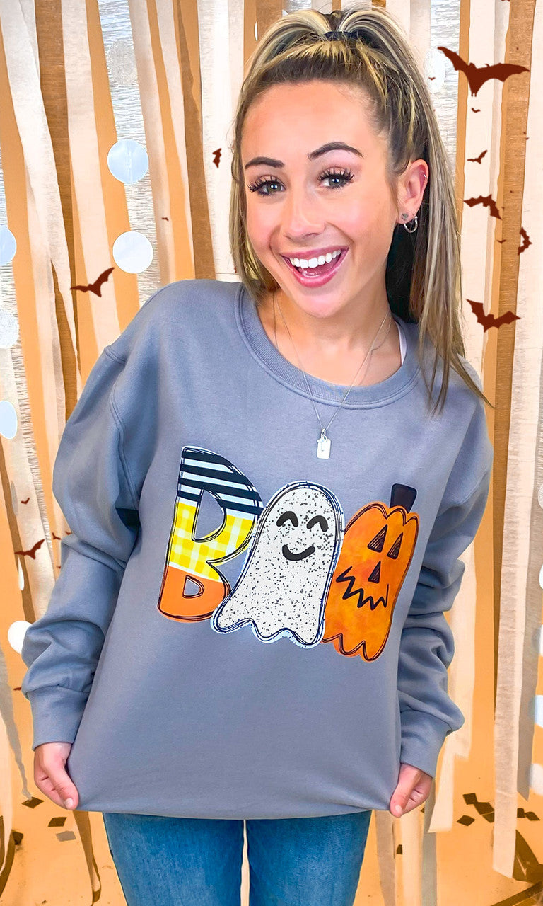 Watercolor Boo Graphic Sweatshirt
