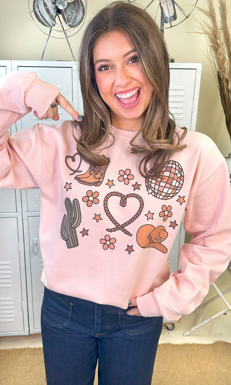 Howdy Heart Cowboy Graphic Sweatshirt