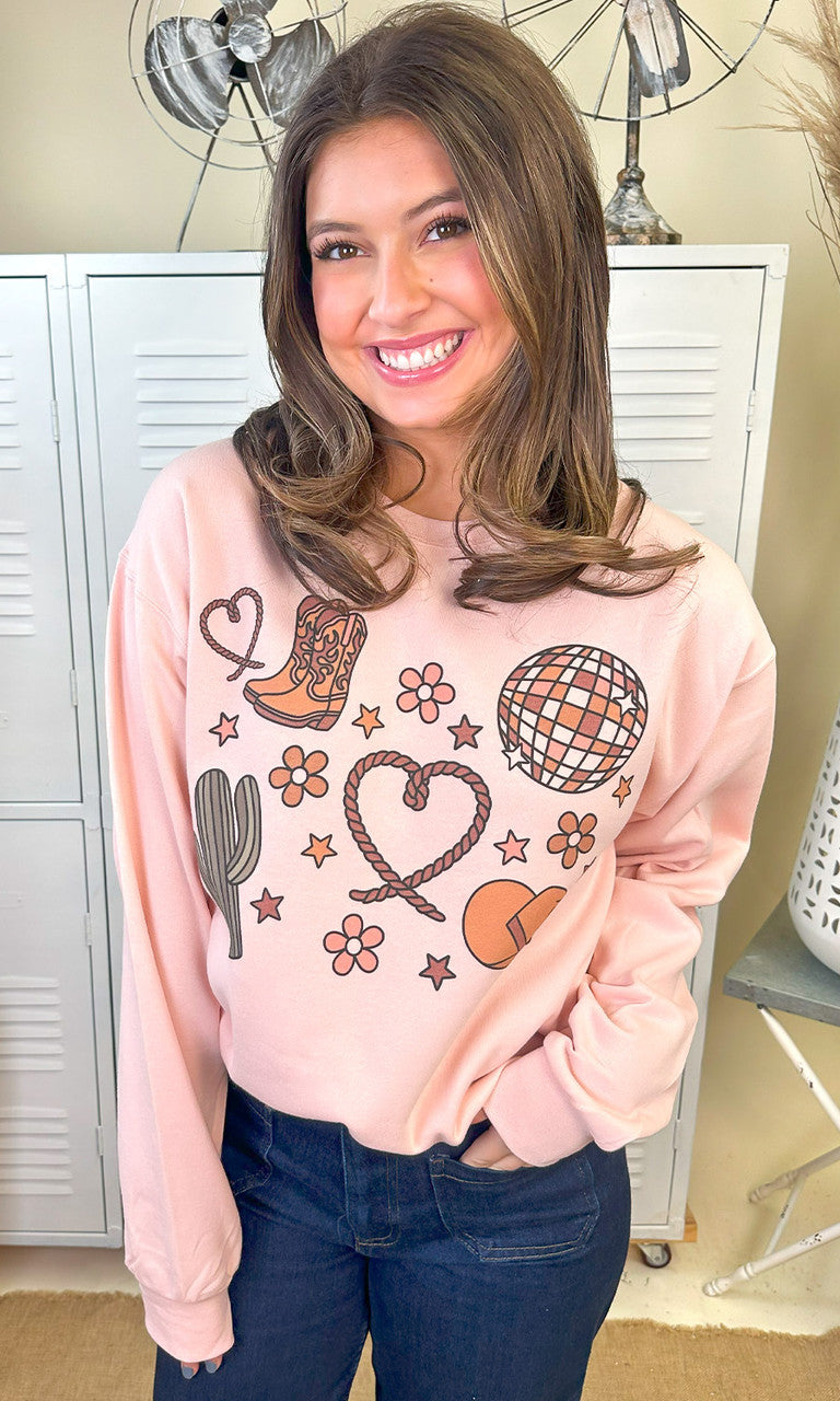 Howdy Heart Cowboy Graphic Sweatshirt