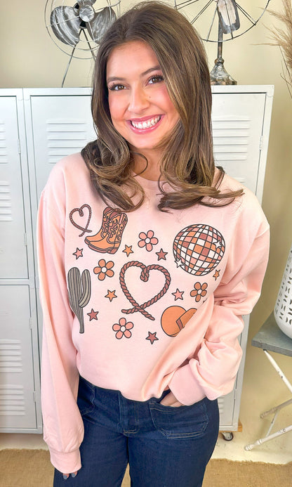Howdy Heart Cowboy Graphic Sweatshirt