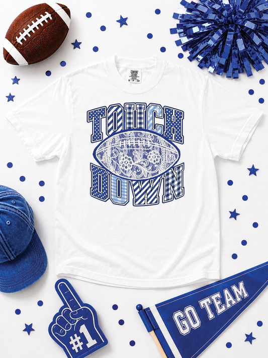 Lace Football Touchdown Pattern Graphic Comfort Color T-Shirt