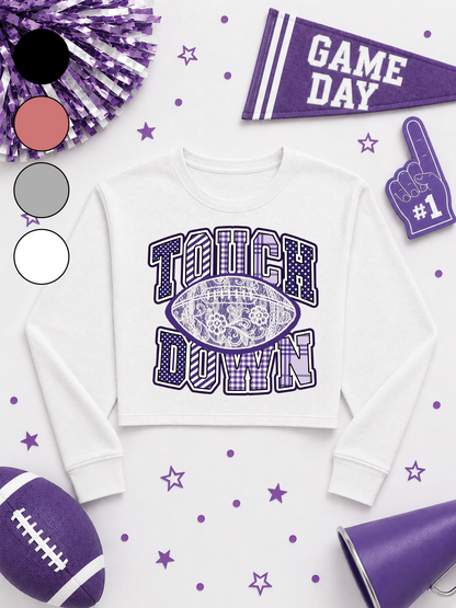 Lace Football Touchdown Pattern Graphic Cropped Sweatshirt