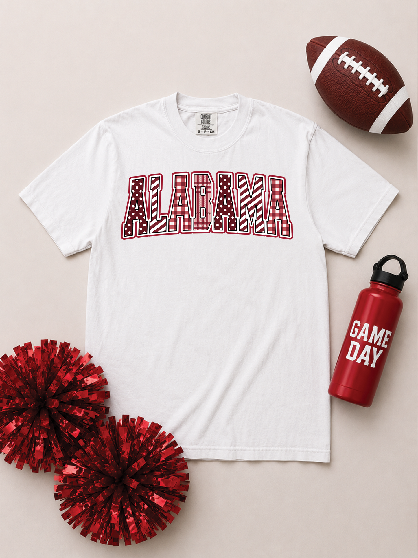 Mixed Pattern Big Letter Custom Graphic Comfort Color T-Shirt