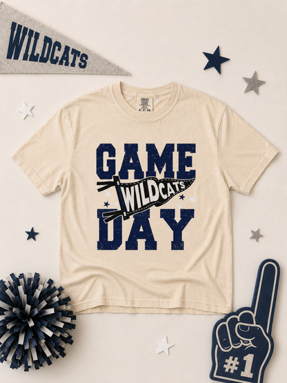Custom Game Day Pennant Graphic Comfort Color Boxy T-Shirt