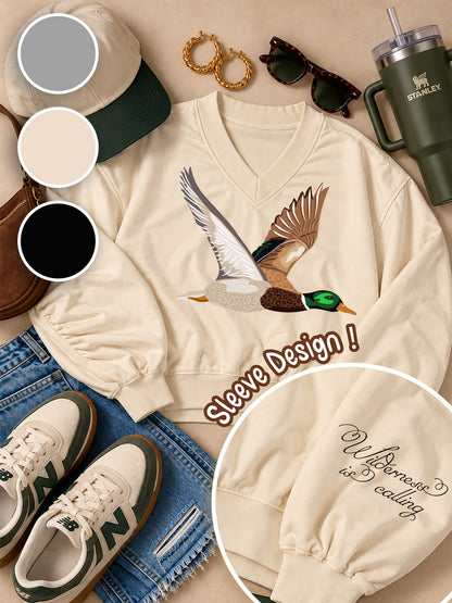 Wild Duck Varsity V-Neck Graphic Shirt