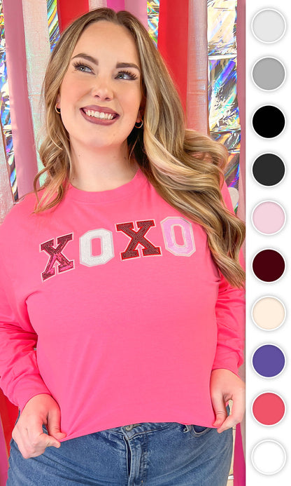 XOXO Sequin Valentine Graphic Long Sleeve T-Shirt