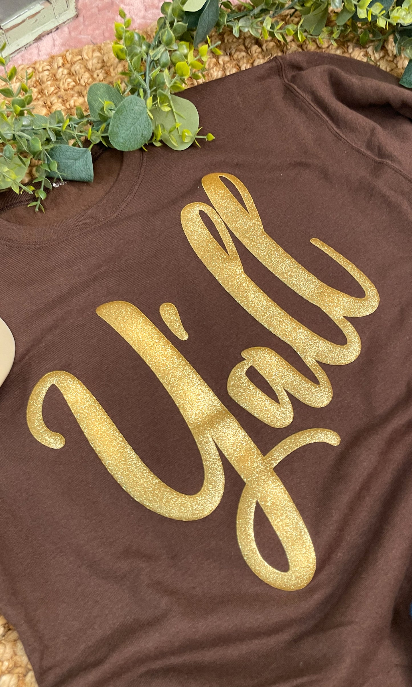 Y'all Glitter Puff Graphic Sweatshirt