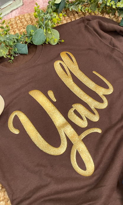 Y'all Glitter Puff Graphic Sweatshirt