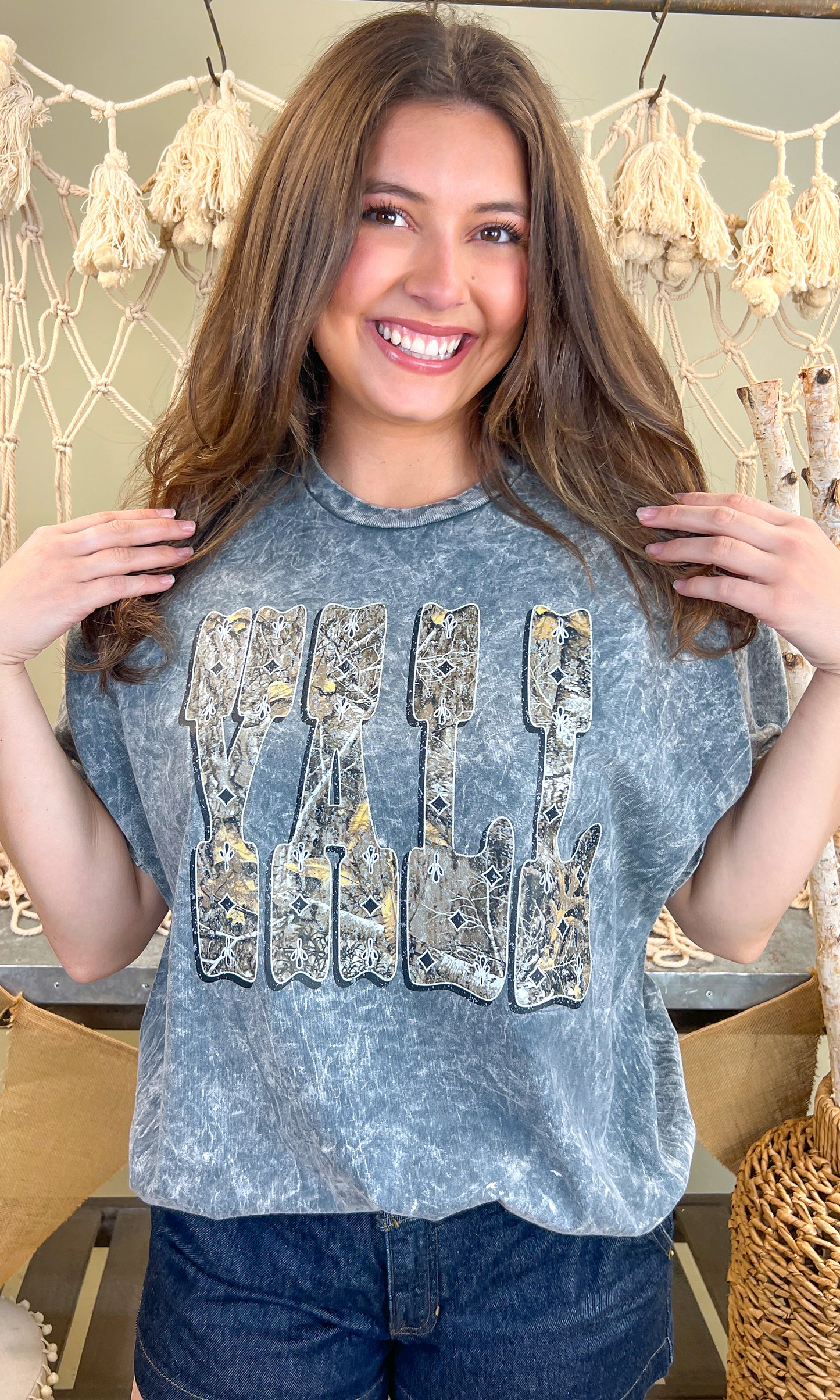 Y'all Camo Mineral Washed Graphic Shirt