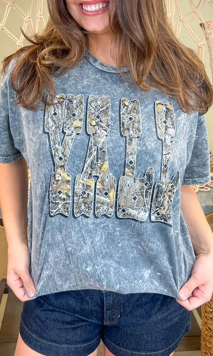 Y'all Camo Mineral Washed Graphic Shirt