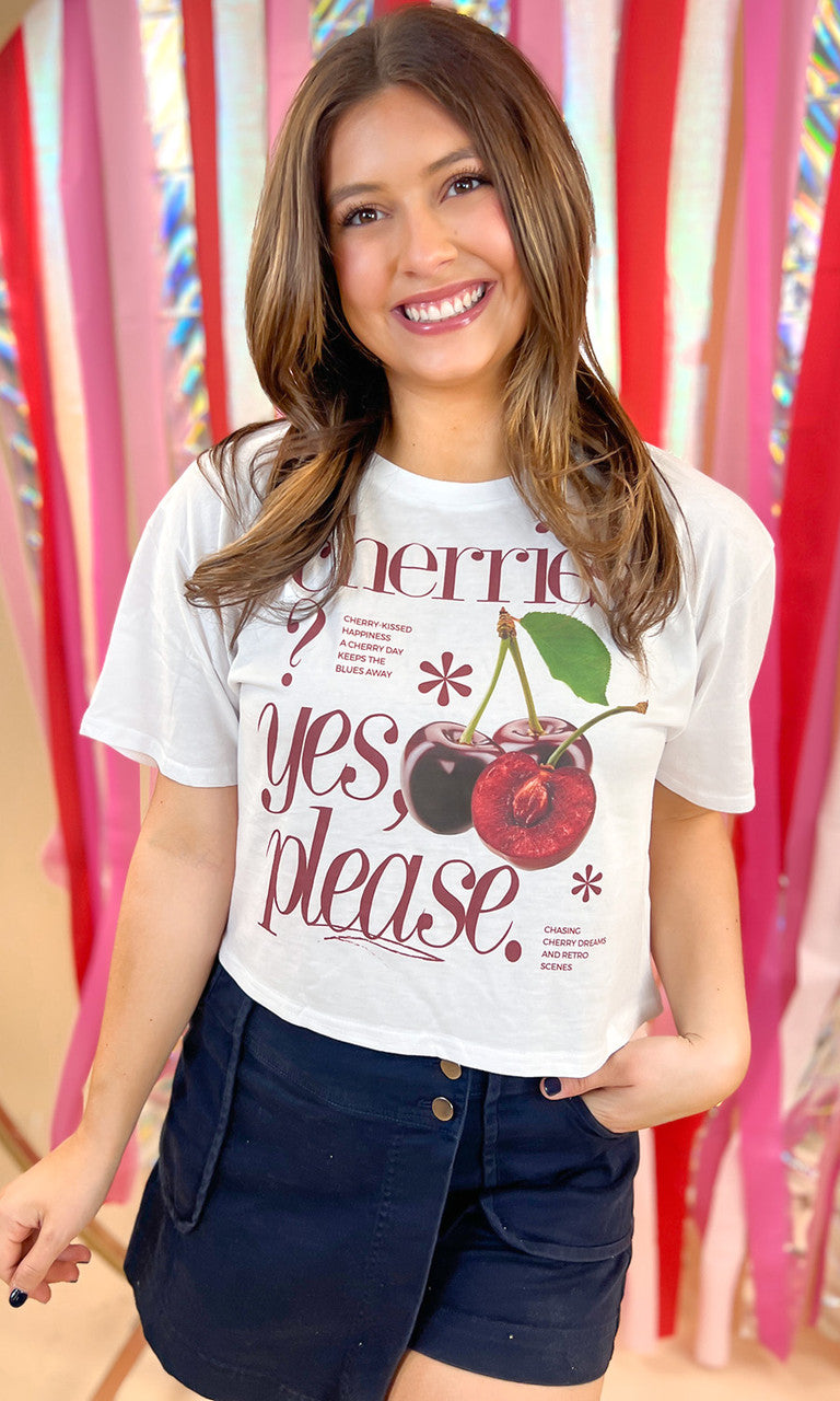 Yes Please Fruit Graphic Crop Top T-Shirt