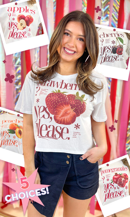 Yes Please Fruit Graphic Crop Top T-Shirt