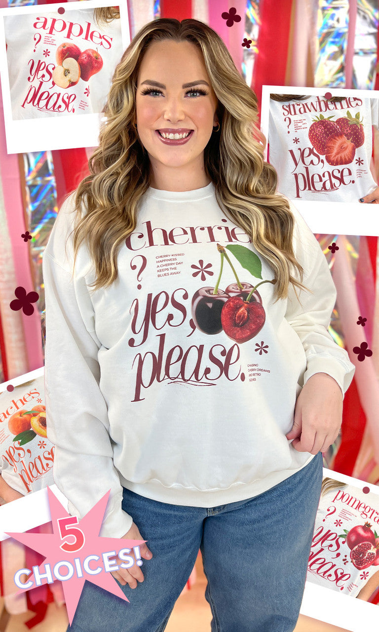 Yes Please Fruit Graphic Sweatshirt