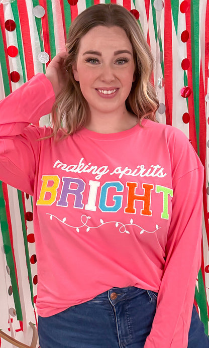 Soft Chenille Making Spirits Bright Boyfriend Long Sleeve T-Shirt