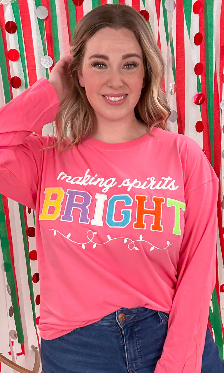 Soft Chenille Making Spirits Bright Boyfriend Long Sleeve T-Shirt