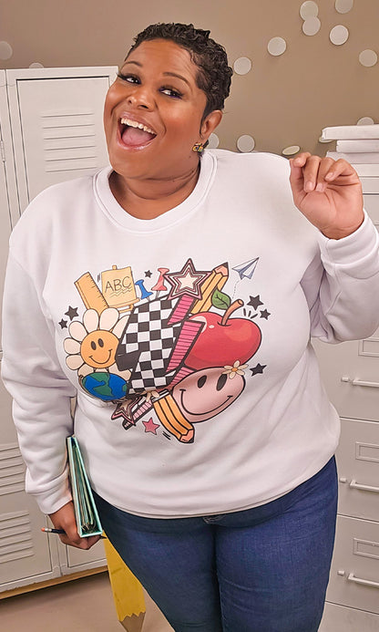 Retro Teacher Vibes Graphic Sweatshirt