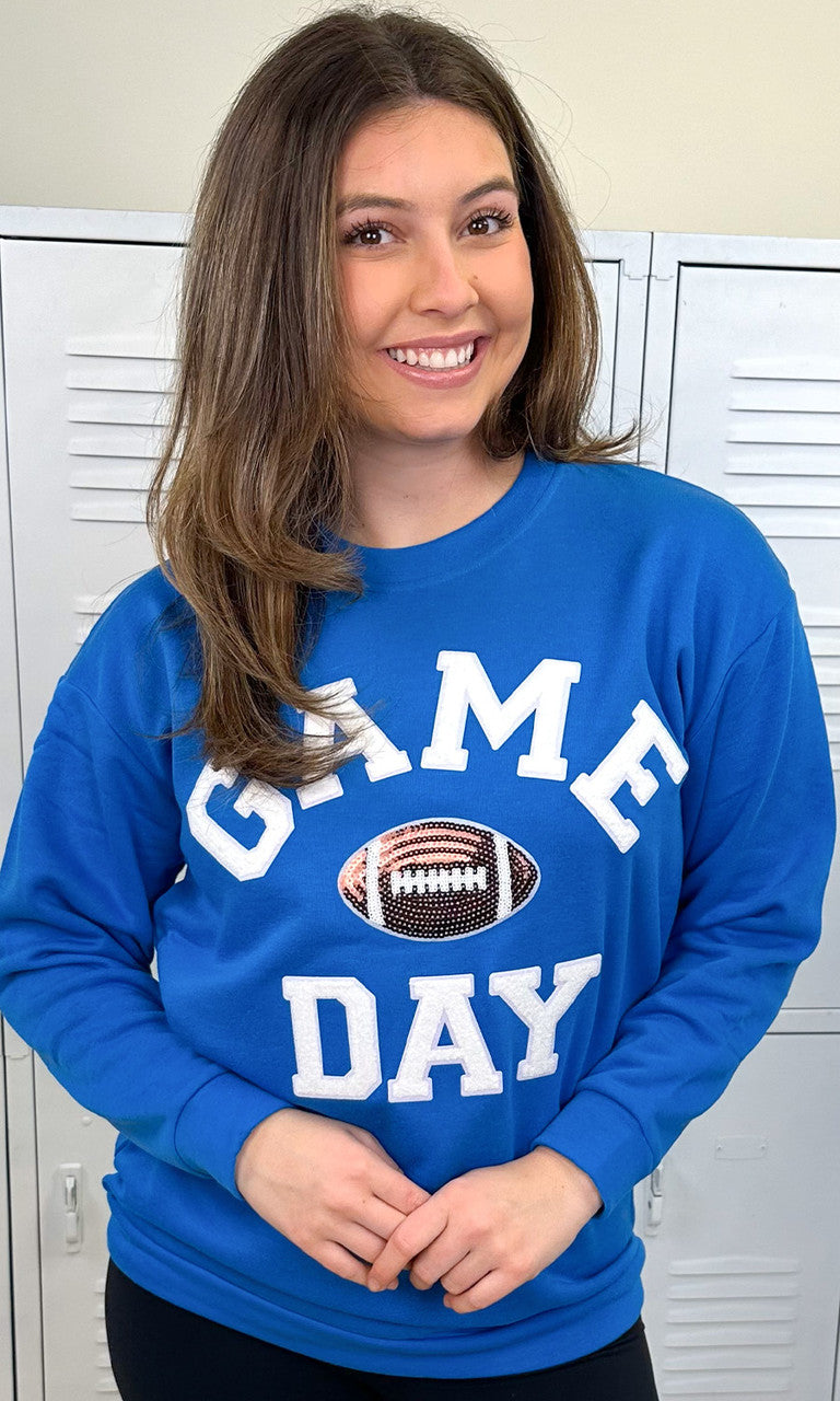 Game Day Sparkle Football Adult Sweatshirt