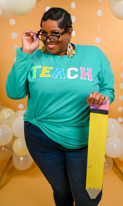 Soft Chenille Teach Boyfriend Long Sleeve