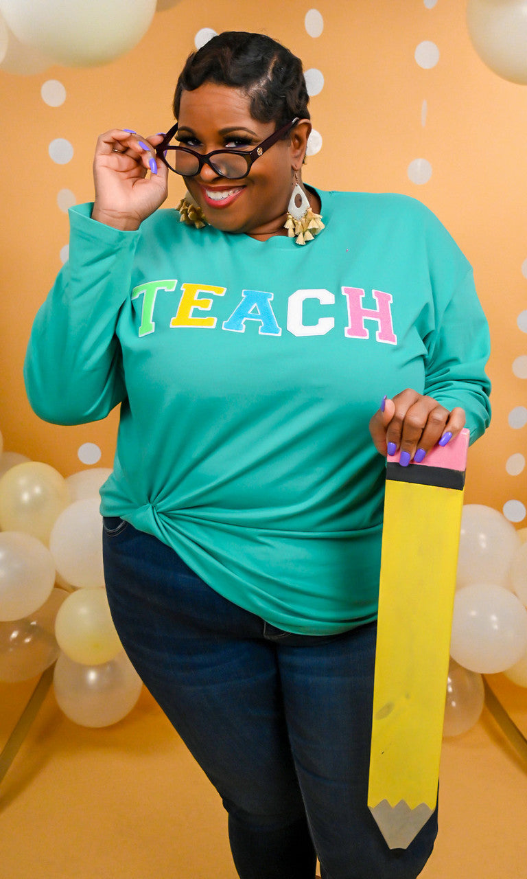 Soft Chenille Teach Boyfriend Long Sleeve