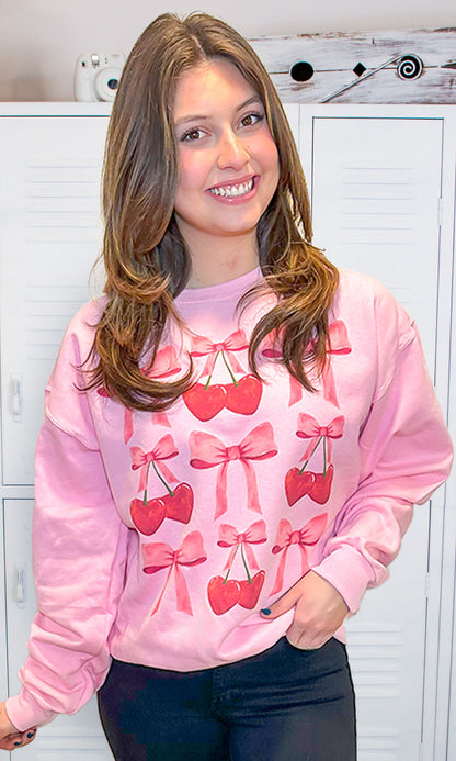 Multi Cherry Bow Graphic Sweatshirt