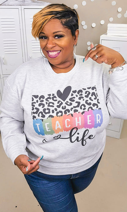 Cheetah Teacher Life Graphic Sweatshirt