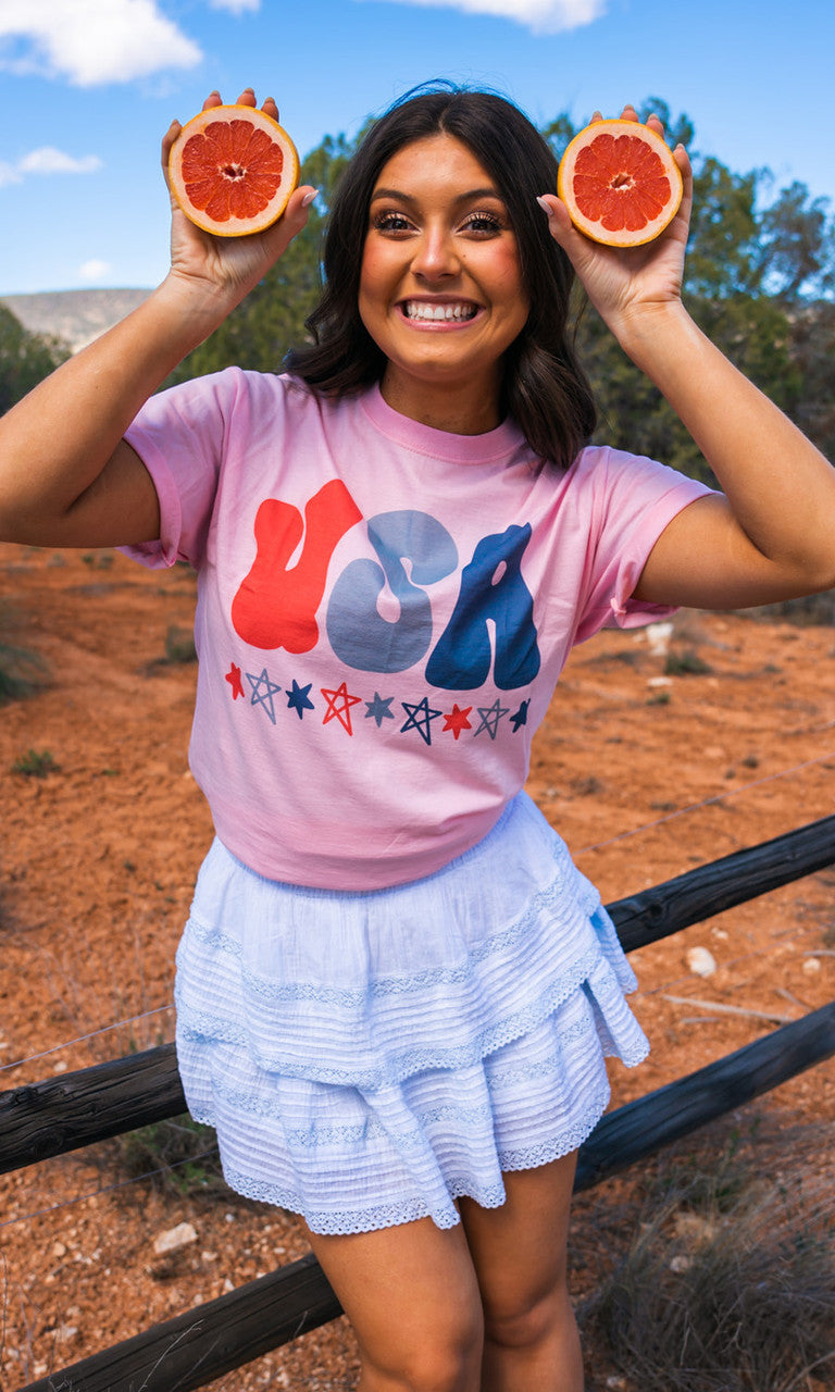 Pink USA Graphic T-Shirt