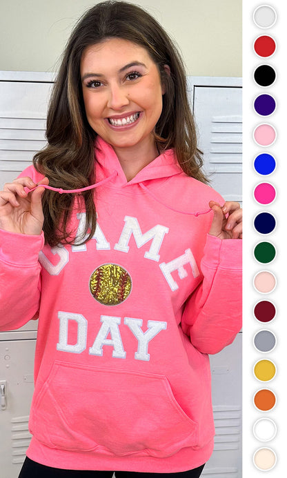 Game Day Sparkle Softball Adult Hoodie