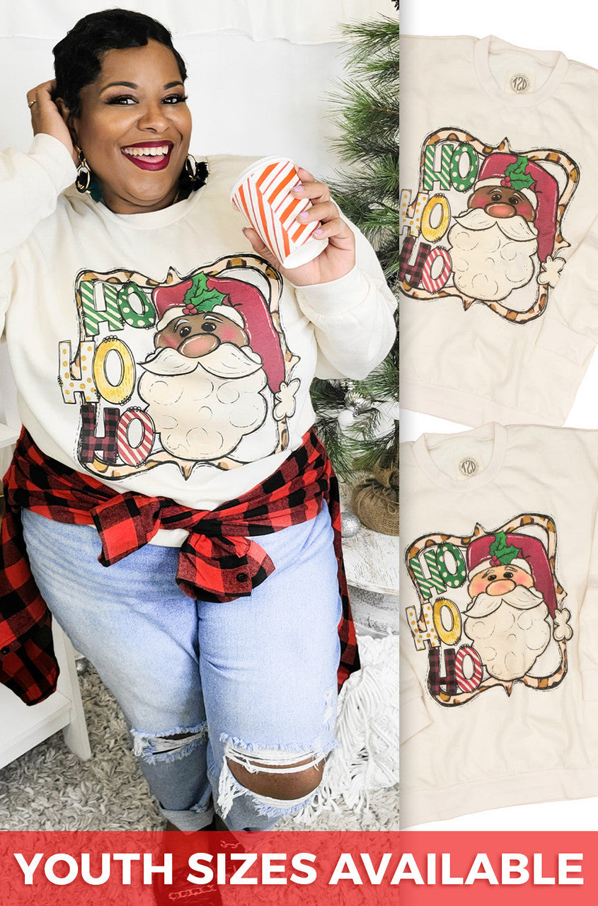 Ho Ho Ho Whimsical Santa Sweatshirt