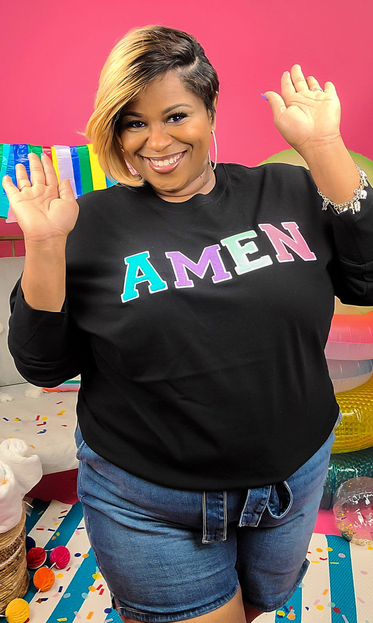 Soft Chenille Amen Boyfriend Long Sleeve