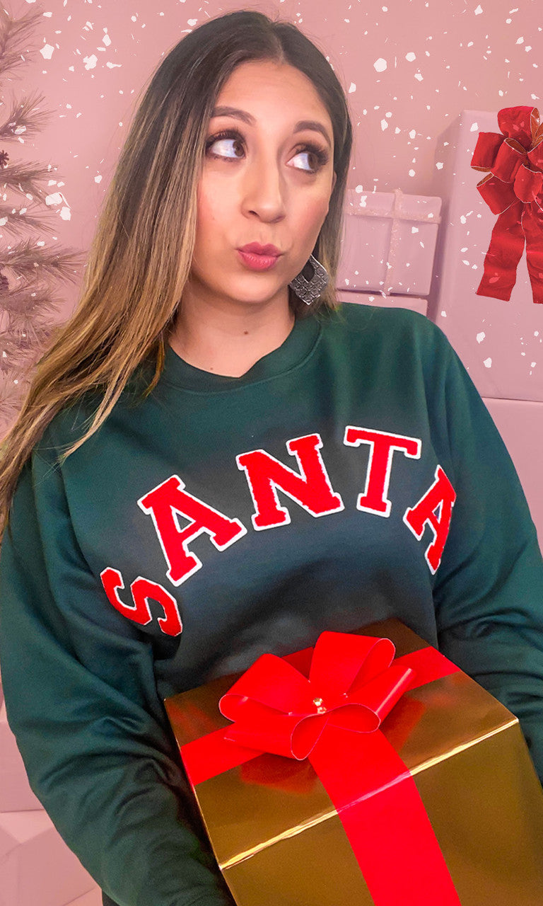 Soft Chenille Santa Graphic Sweatshirt