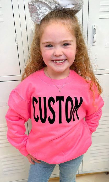 Custom Flock Big Letter Youth Sweatshirt