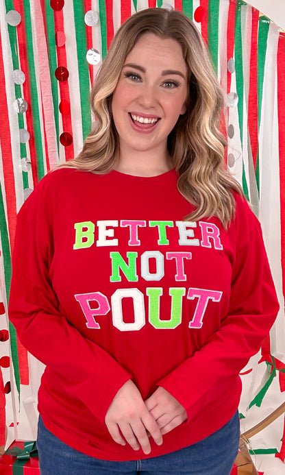 Soft Chenille Better Not Pout Boyfriend Long Sleeve T-Shirt