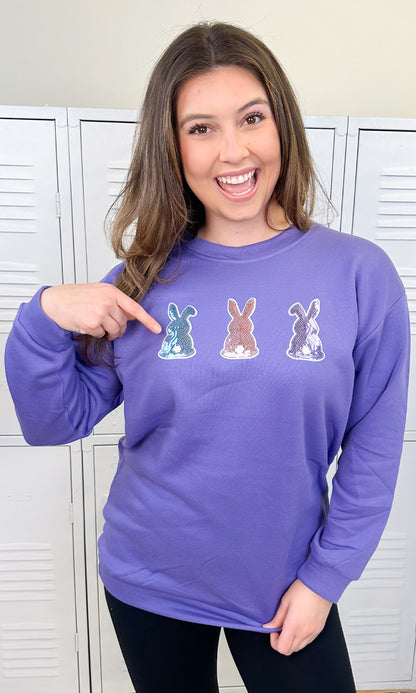 Sparkle Trendy Bunnies Adult Sweatshirt