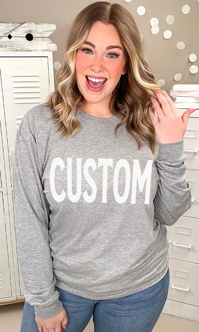 Custom Flock Big Letter Adult Long Sleeve T-Shirt