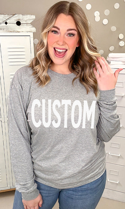 Custom Flock Big Letter Adult Long Sleeve T-Shirt