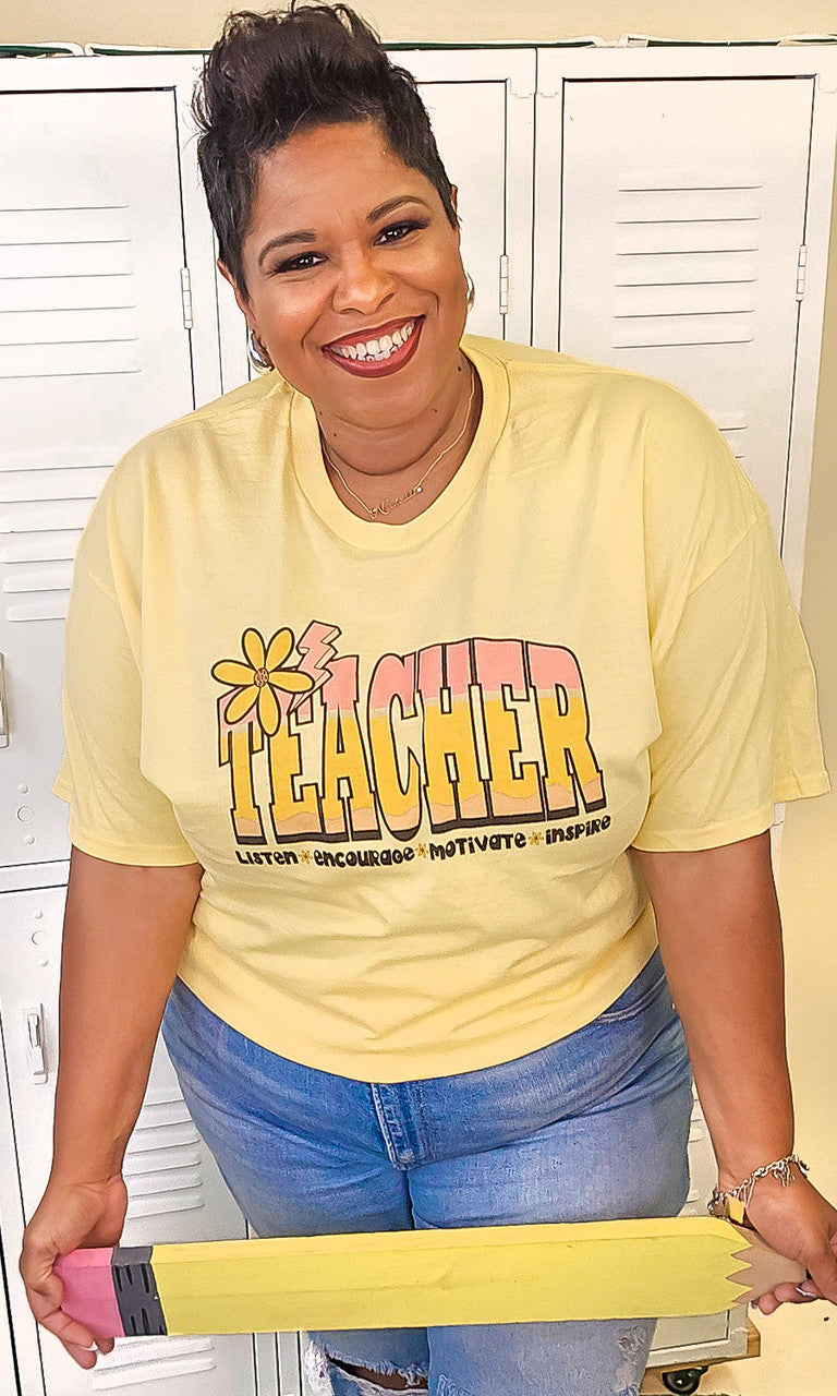 Teach Listen Encourage Yellow Haze Graphic Shirt