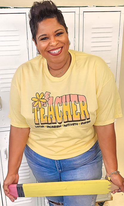 Teach Listen Encourage Yellow Haze Graphic Shirt