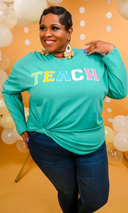 Soft Chenille Teach Boyfriend Long Sleeve