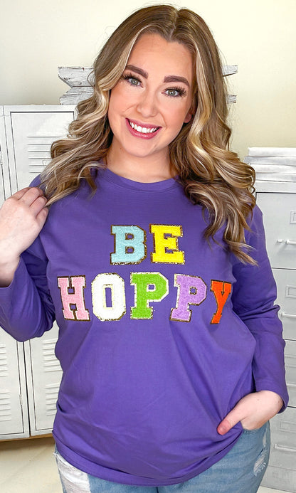 Ideal Chenille Be Hoppy Easter Adult Long Sleeve Shirt