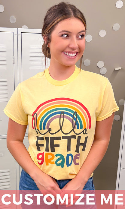 Custom Hello Grade Level Graphic T-Shirt
